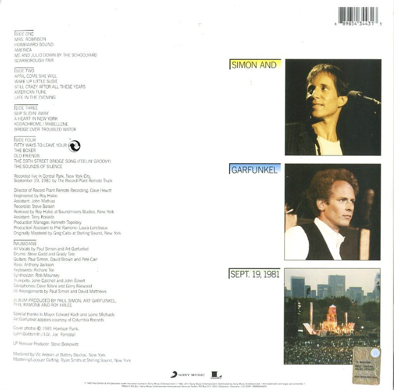 Simon & Garfunkel - The Concert In Central Park (Live) Lp 0889854344313