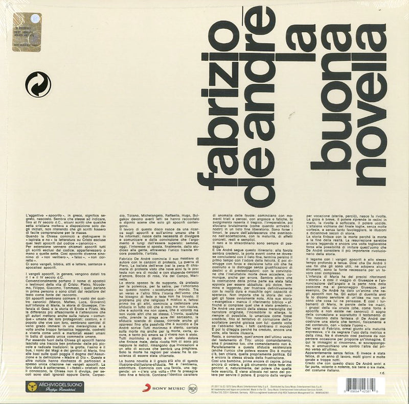 De Andre' Fabrizio - La Buona Novella Vinile LP - Vinyl record 0889854423810