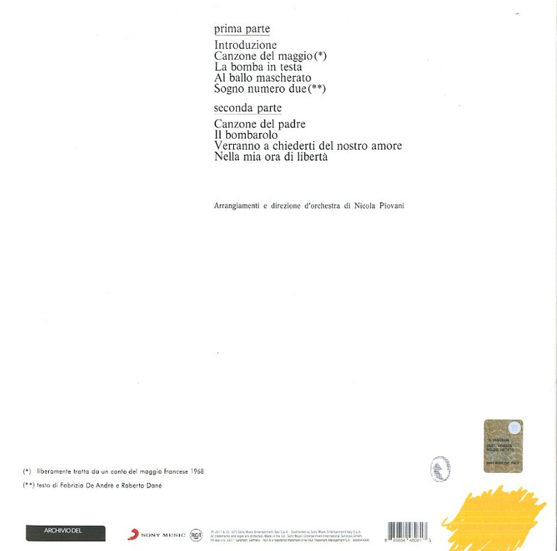 De Andre' Fabrizio - Storia Di Un Impiegato Lp 0889854480813