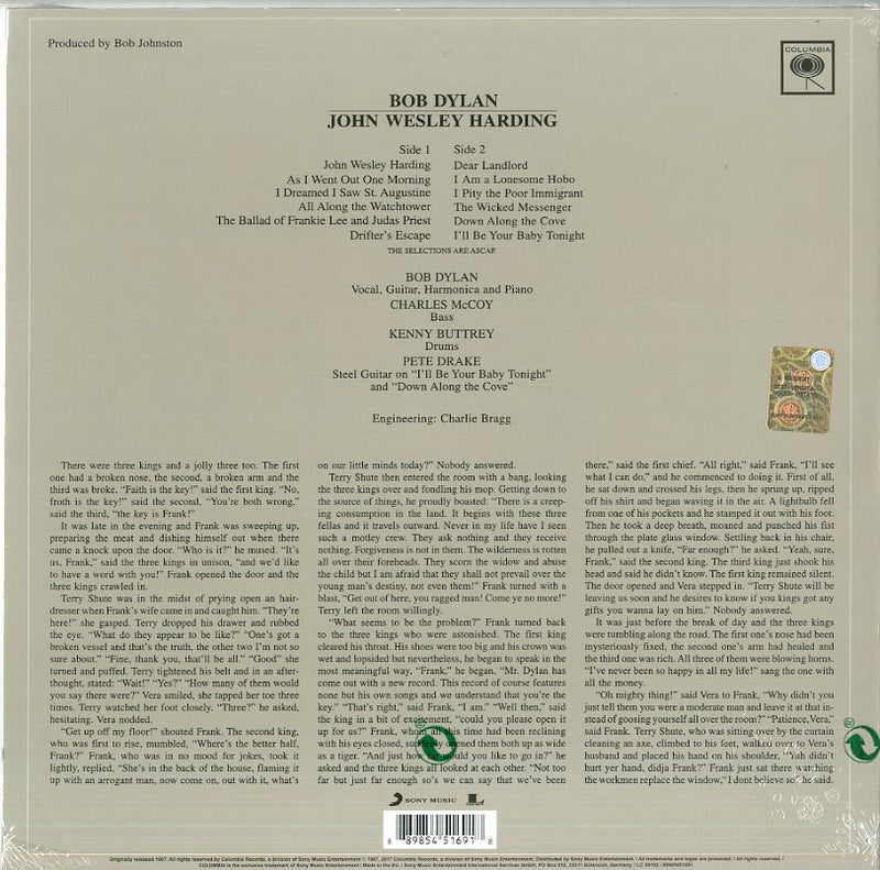 Dylan Bob - John Wesley Harding (2010 Mono Version) Vinile LP - Vinyl record 0889854516918