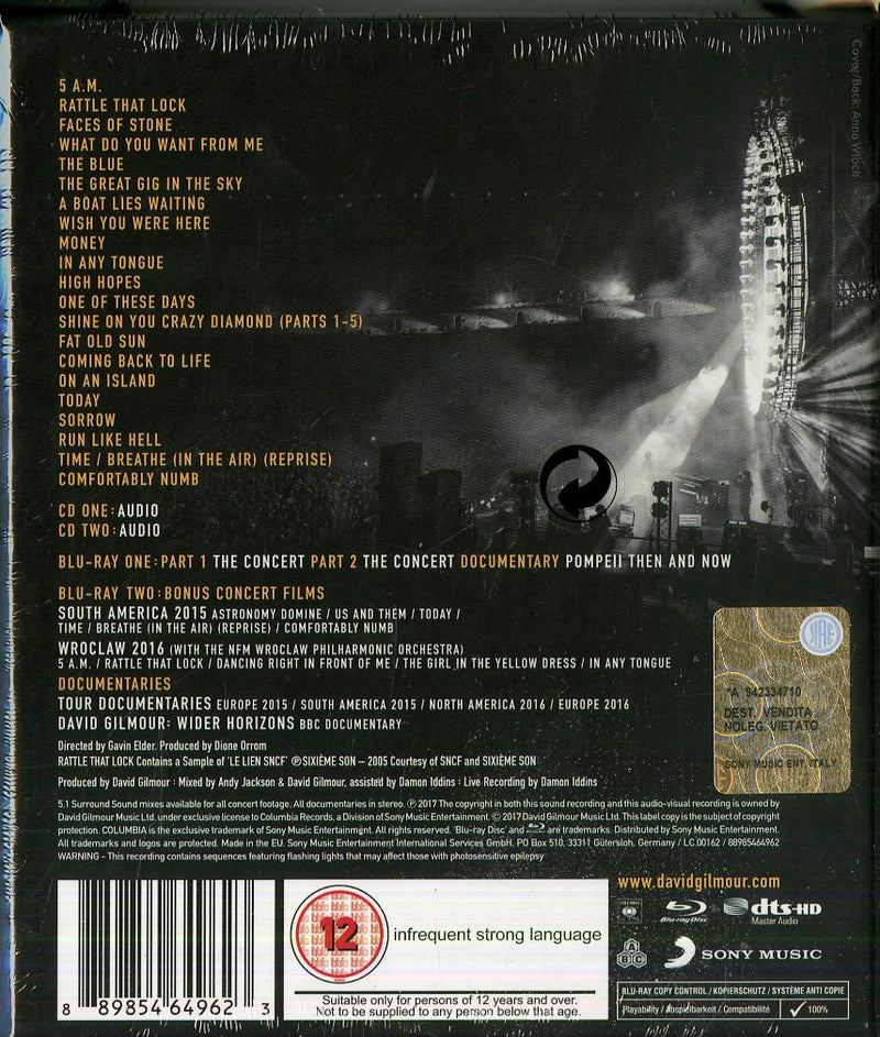 Gilmour David - Live At Pompeii (Box Deluxe Edt.2 Cd + 2 Br) CD 0889854649623