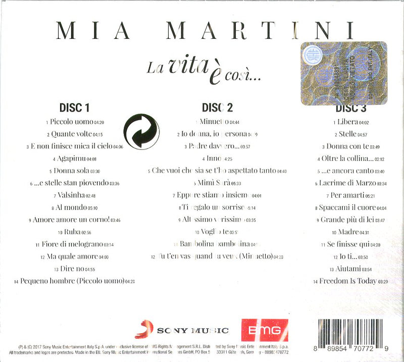 Martini Mia - La Vita E' Cosi'...(Mia Martini Best Of) Cd 0889854707729