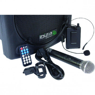 Portable 12”/30 cm Stand-alone PA System with USB, VOX, REC, Bluetooth and 2 x VHF Wireless Mics