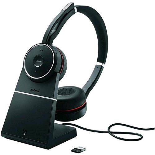 JABRA EVOLVE 75 UC CUFFIE WIRELESS STEREO BLUETOOTH COLORE NERO E ROSSO