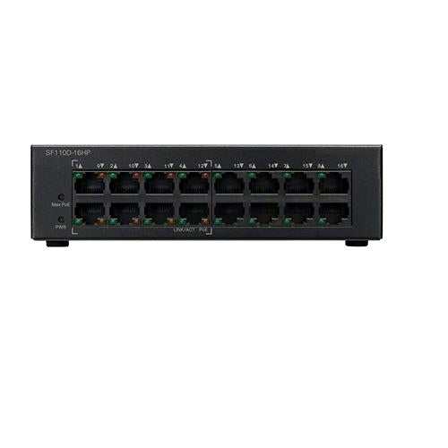 CISCO SMALL BUSINESS SF110D-16HP SWITCH NON GESTITO L2 FAST ETHERNET (10/100) NERO SUPPORTO POWER OVER ETHERNET (POE)