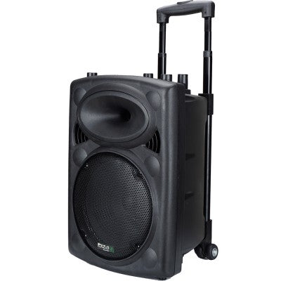 Portable 10”/25 cm Stand-alone PA System with USB, VOX, Bluetooth, UHF Wireless and Wired Mics – Black