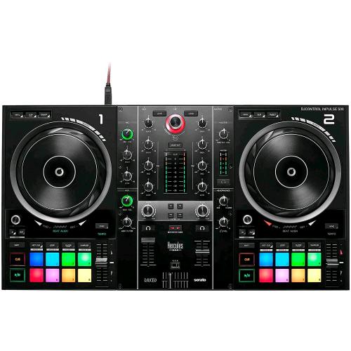 HERCULES DJCONTROL INPULSE 500 CONTROLLER DJ A 2 POSTI BEATMATCH GUIDE IMA 16 RGB INTEGRATO SCHEDA SONORA MIXER MIC-IN