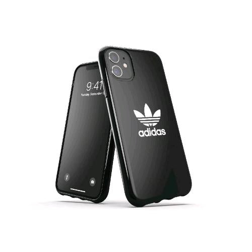 ADIDAS SNAP APPLE iPHONE 11 CUSTODIA IN TPU CON LOGO A TRIFOGLIO NERO BIANCO