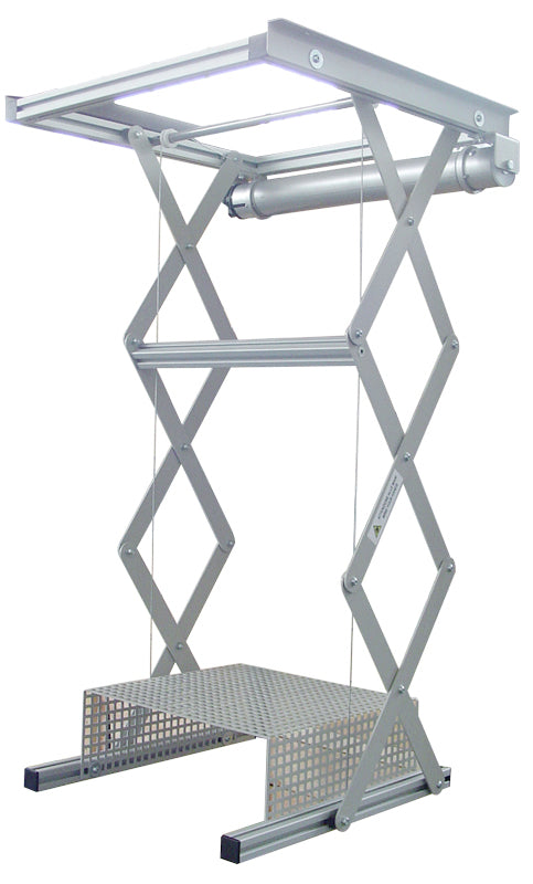 Elevatore motorizzato da controsoffitto per videoproiettori "Power-Lift" (con discesa 100cm, portata 18kg, cestello 42x40x13,5cm)