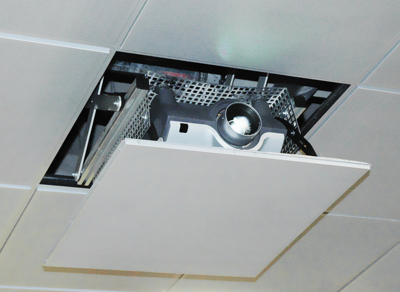 Elevatore motorizzato da controsoffitto per videoproiettori "Power-Lift" (con discesa 100cm, portata 18kg, cestello 42x40x13,5cm)