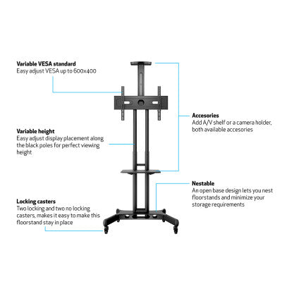 M Public Floorstand Basic 150 incl shelf & camera holder Black