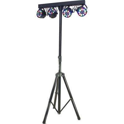 Light Stand Fitted with 4x 1W RGBW Par Cans