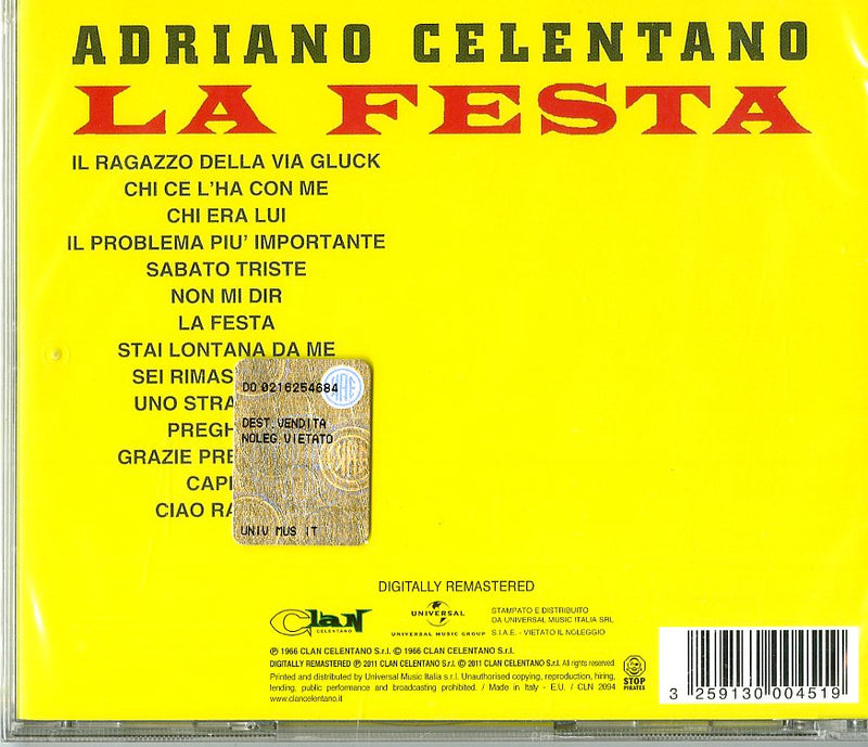 Celentano Adriano - La Festa (Remastred) Cd 3259130004519