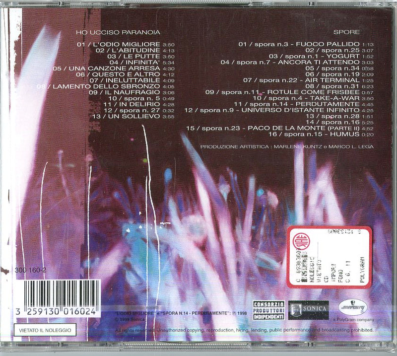 Marlene Kuntz - Ho Ucciso Paranoie + Spore Cd 3259130016024