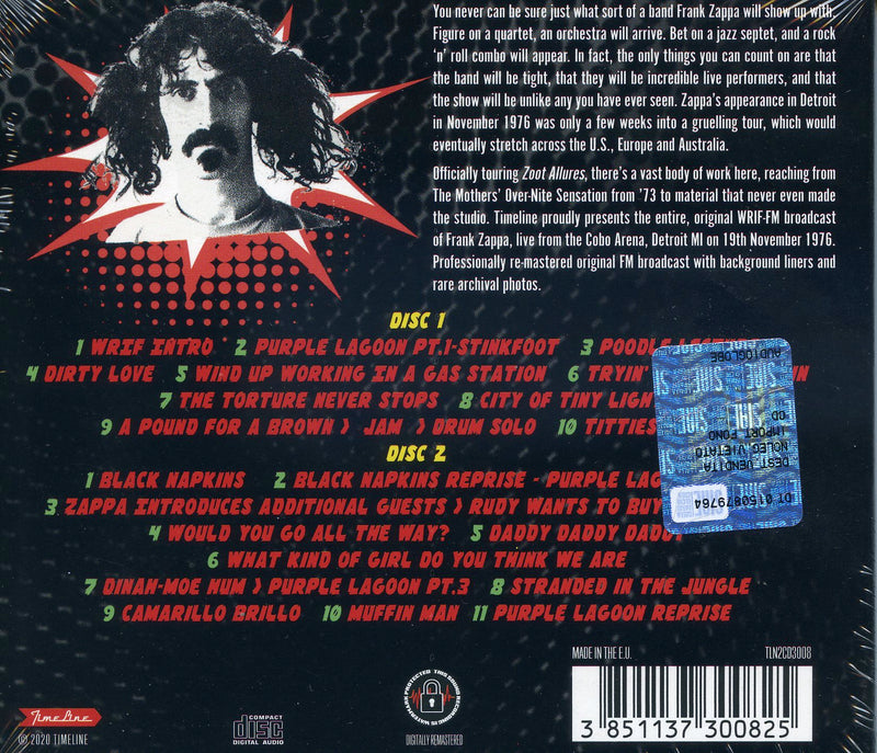 Zappa Frank - Live Detroit 1976 Cd 3851137300825