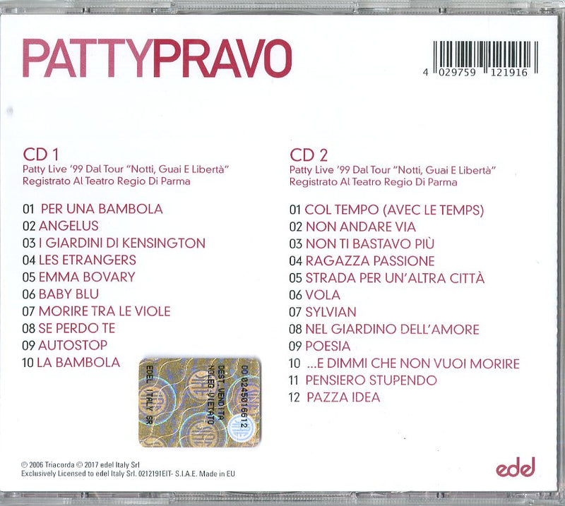 Pravo Patty - Il Meglio Di Patty Pravo (Live 99) Cd 4029759121916
