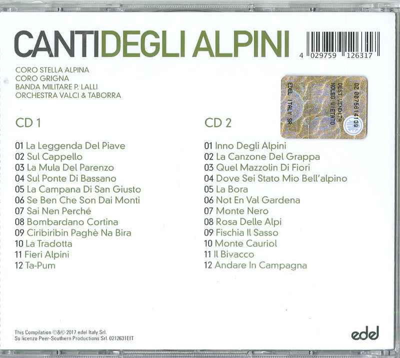 Compilation - Il Meglio Dei Canti Degli Alpini Cd 4029759126317
