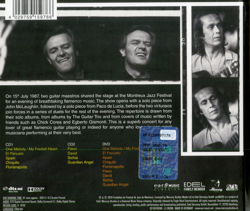 De Lucia Paco & John Mclaughlin - Live At Montreux 1987 Cd 4029759159766