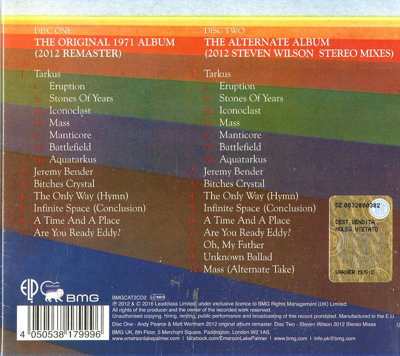 Emerson Lake & Palmer - Tarkus (Deluxe Edt.Remastered) Cd 4050538179996