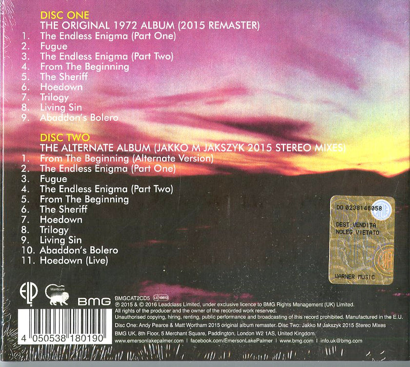 Emerson Lake & Palmer - Trilogy (Deluxe Edt.) Cd 4050538180190