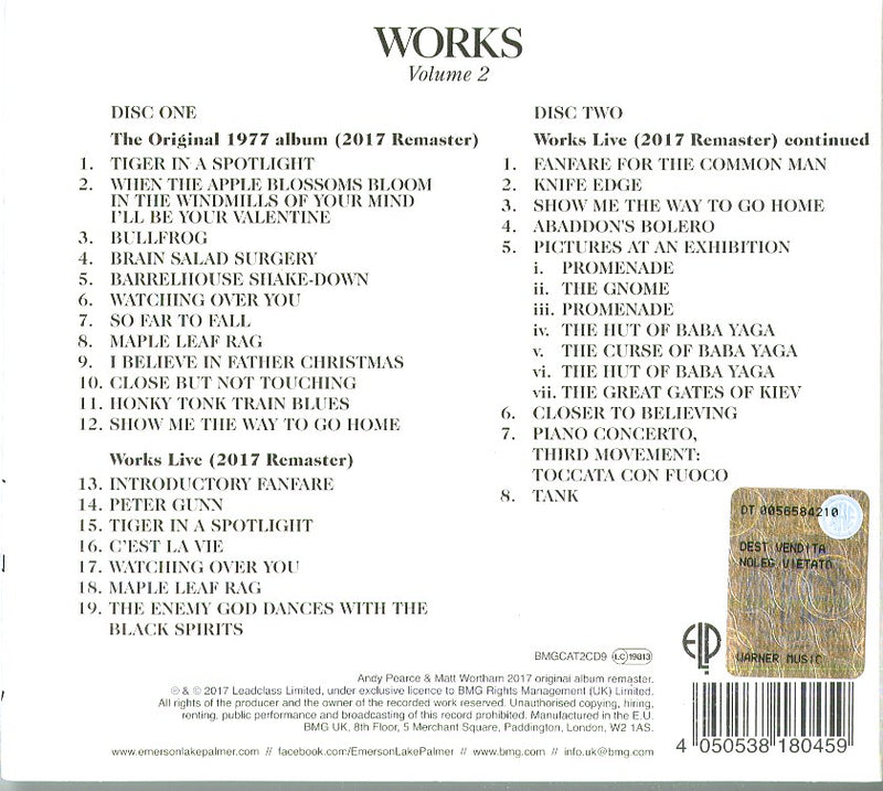 Emerson Lake & Palmer - Works Volume 2 (Deluxe Edt.) Cd 4050538180459