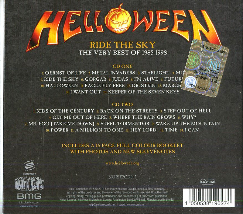 Helloween - Ride The Sky -The Very Best Of 1985-1998 Cd 4050538190274