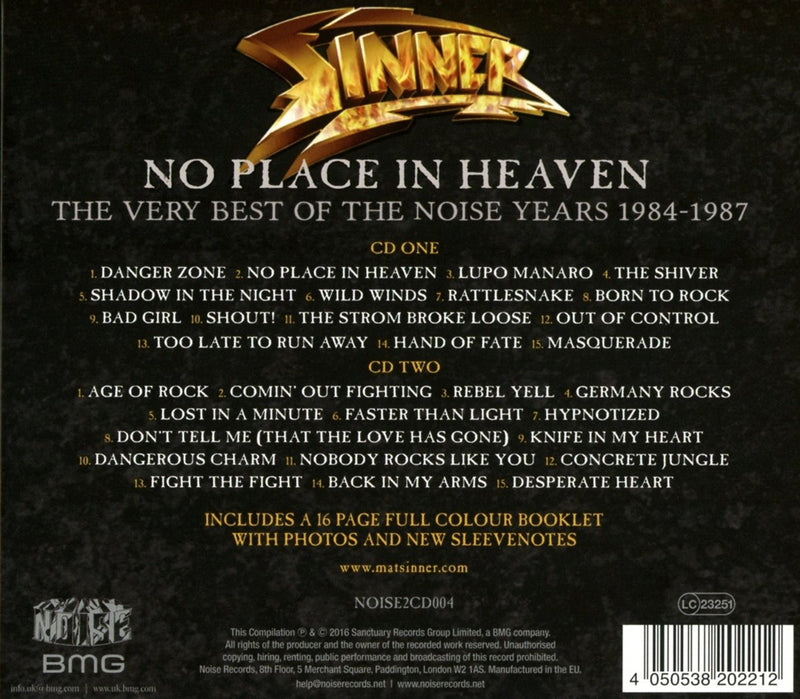 Sinner - No Place In Heaven The Very Best Of Cd 4050538202212
