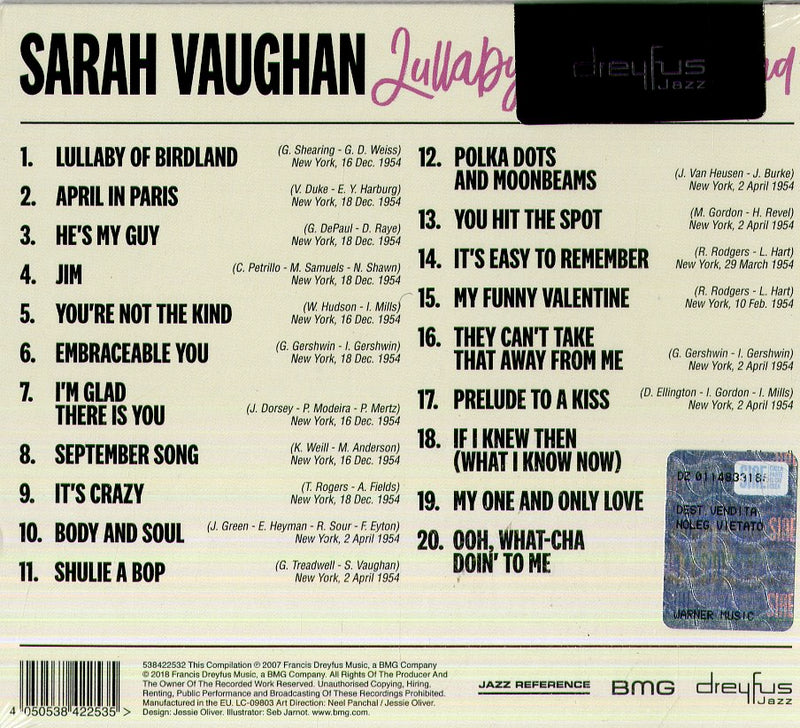 Vaughan Sarah - Lullaby Of Birdland Cd 4050538422535