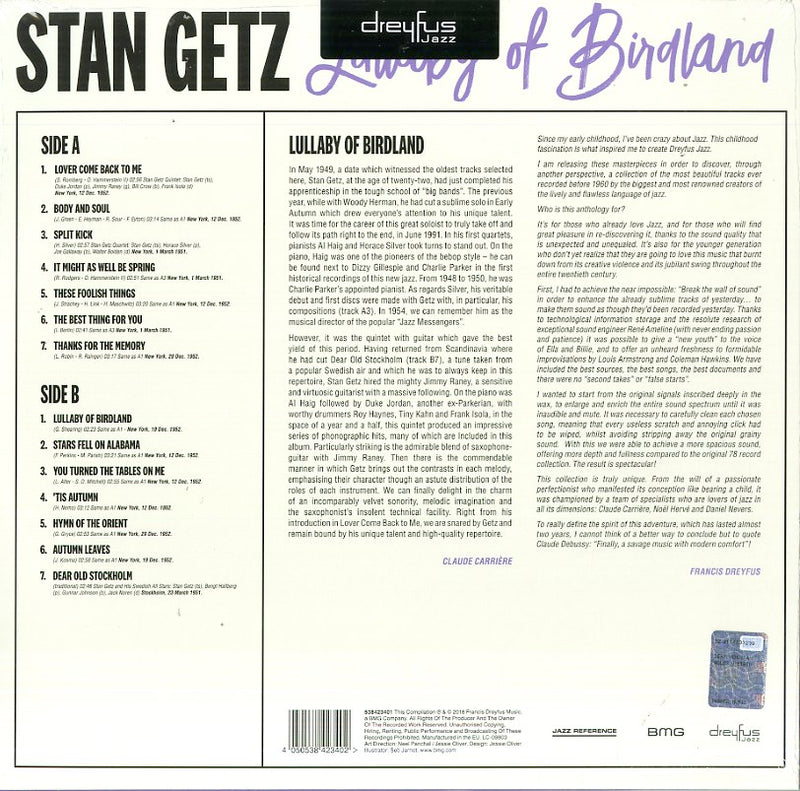 Getz Stan - Lullaby Of Birdland Lp 4050538423402