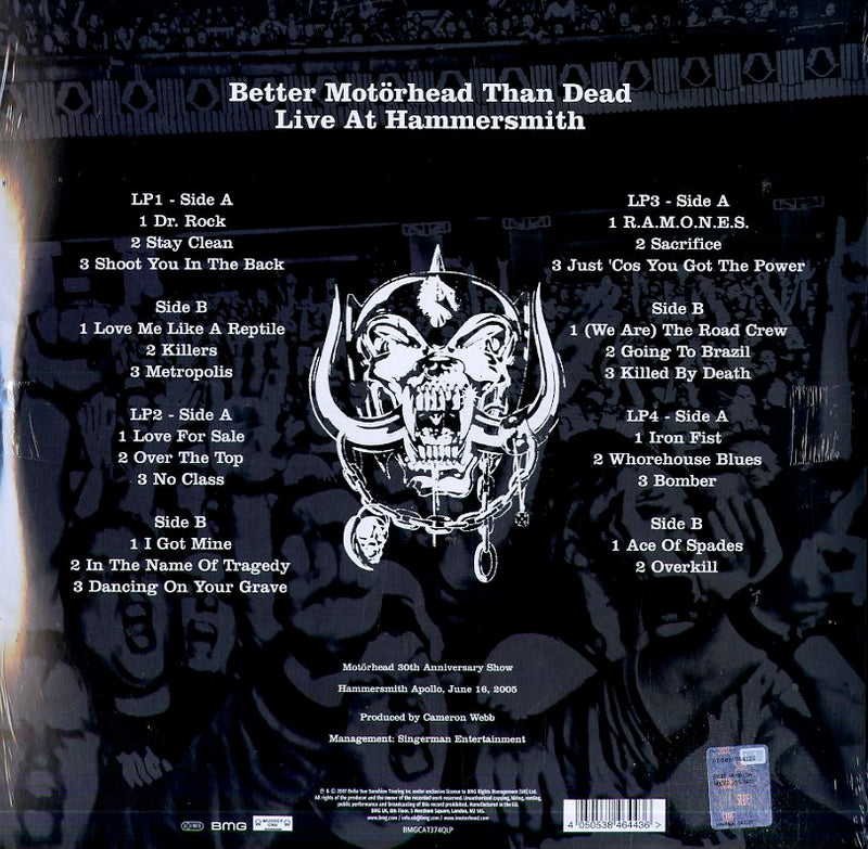 Motorhead - Better Motorhead Than Dead (Live At Hammersmith) Lp 4050538464436