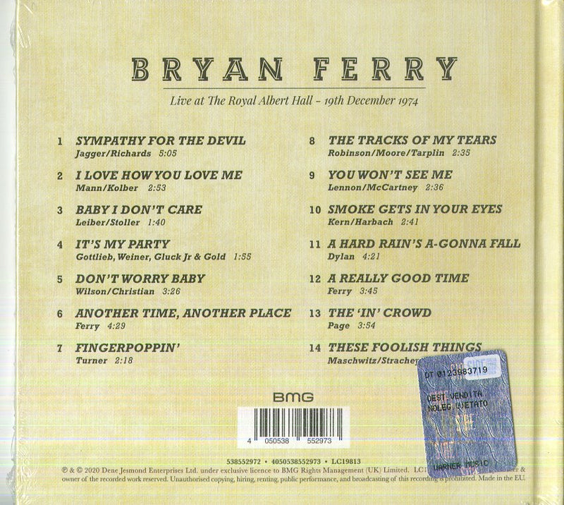 Ferry Bryan - Live At The Royal Albert Hall 1974 Cd 4050538552973