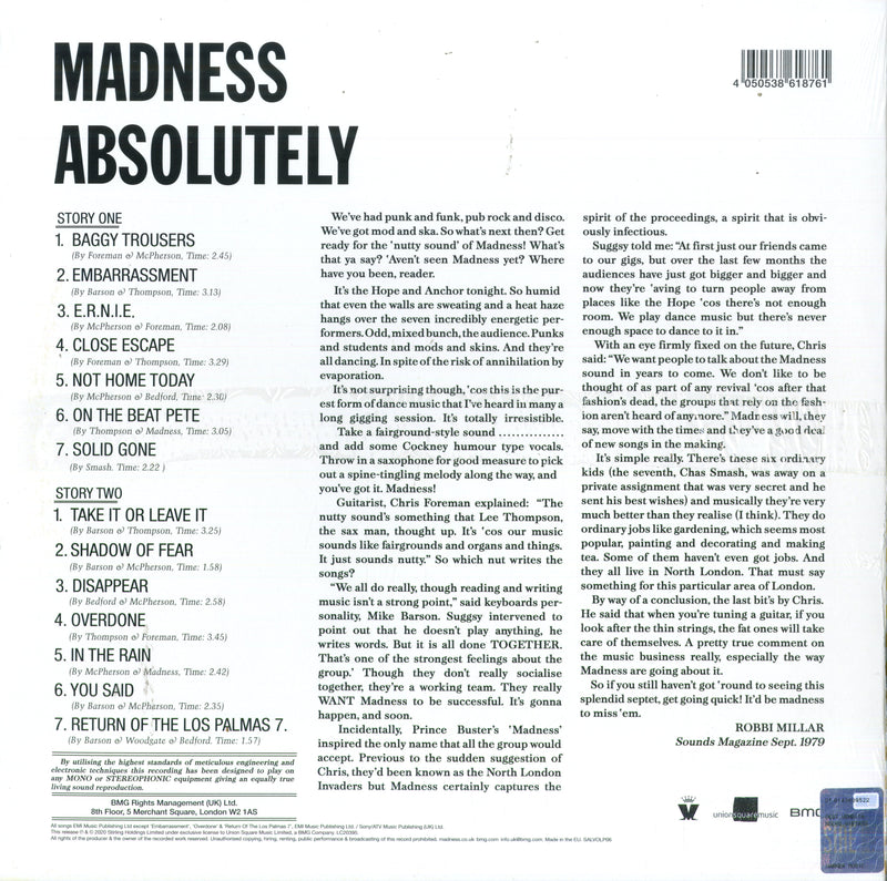 Madness - Absolutely (40Th Anniversry) (180 Gr. Remastered) Lp 4050538618761