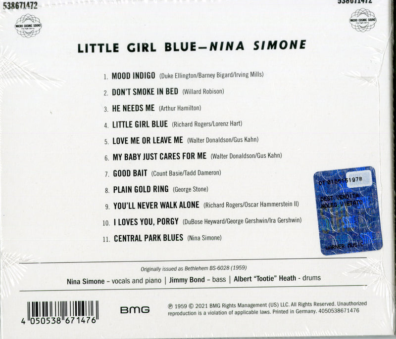 Simone Nina - Little Girl Blue (2021 Stereo Remaster) Cd 4050538671476