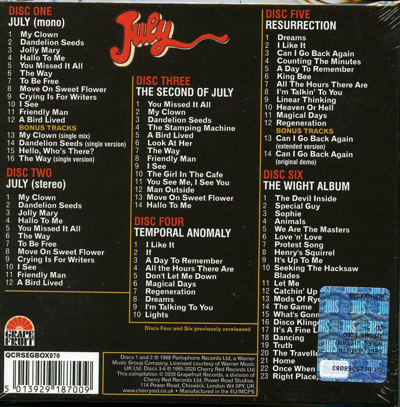 July - The Complete Recordings (Box 6 Cd) Cd 5013929187009