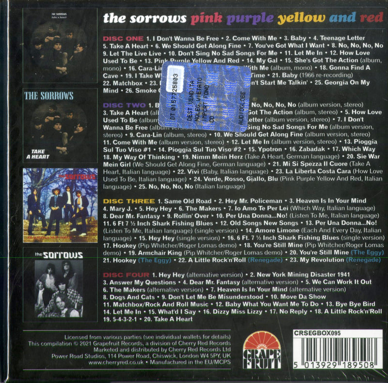 Sorrows The - Pink Purple (Pink Purple Yellow And Red Box 4 Cd) Cd 5013929189508