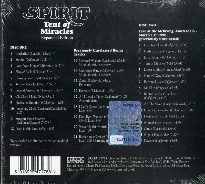 Spirit - Tent Of Miracles Cd 5013929471788