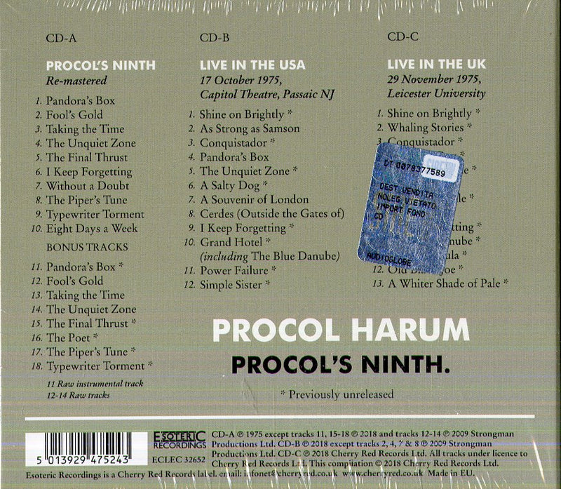 Procol Harum - Procol'S Ninth Cd 5013929475243