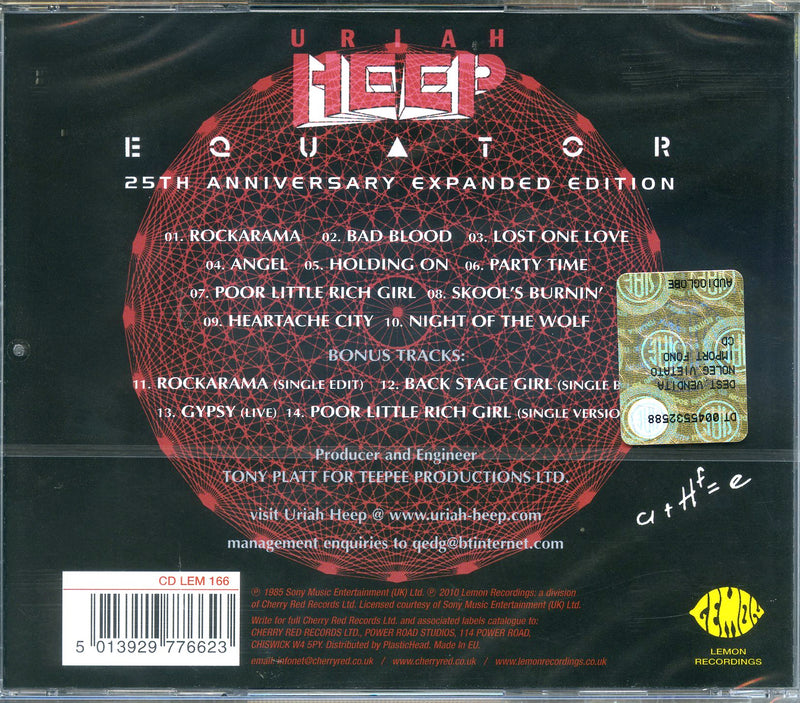 Uriah Heep - Equator (25Th Anniversary) Cd 5013929776623