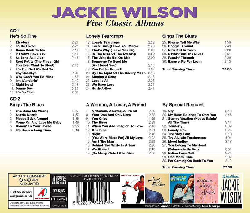 Wilson Jackie - Five Classic Albums Cd 5022810340126