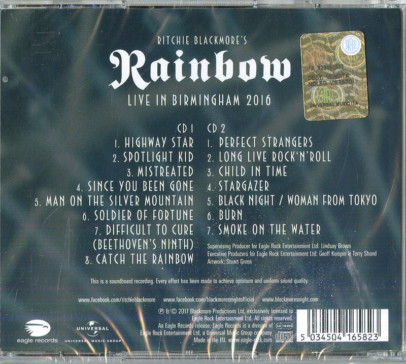 Rainbow Ritchie Blackmore'S - Live In Birmingham 2016 CD 5034504165823