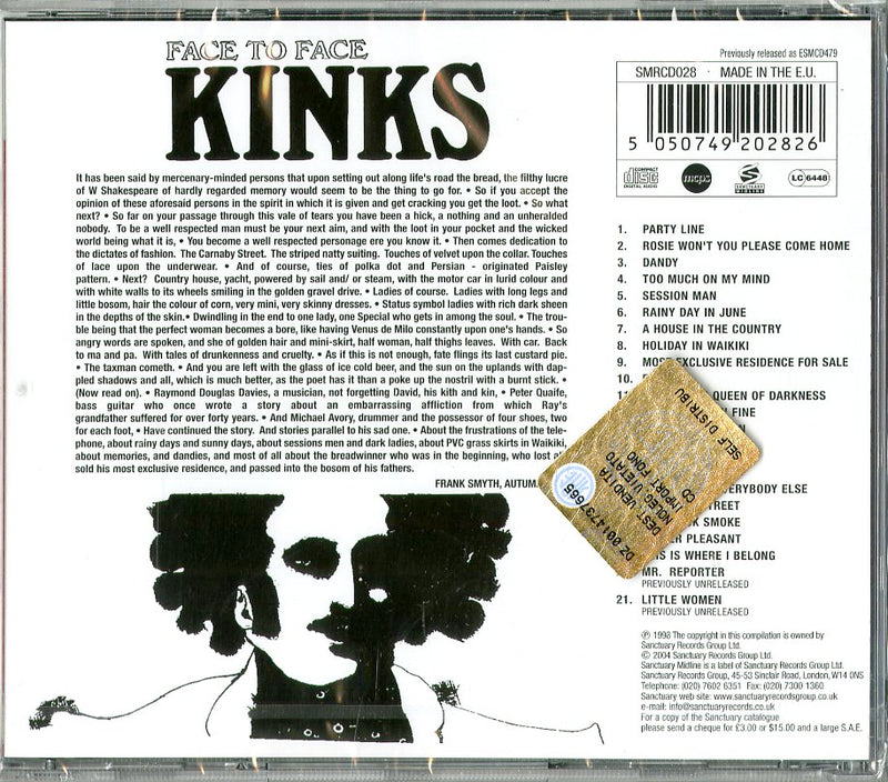 Kinks The - Face To Face Cd 5050749202826