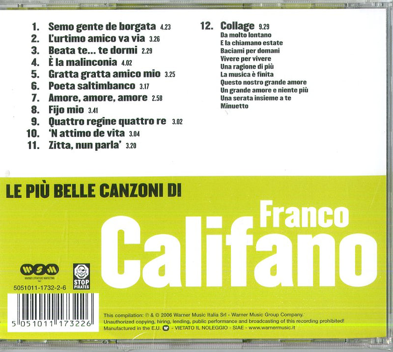 Califano Franco - Le Piu' Belle Canzoni Cd 5051011173226