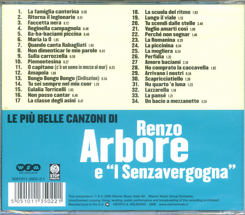 Arbore Renzo E Senza - Le Piu' Belle Canzoni Di Renzo Arbo Cd 5051011350221