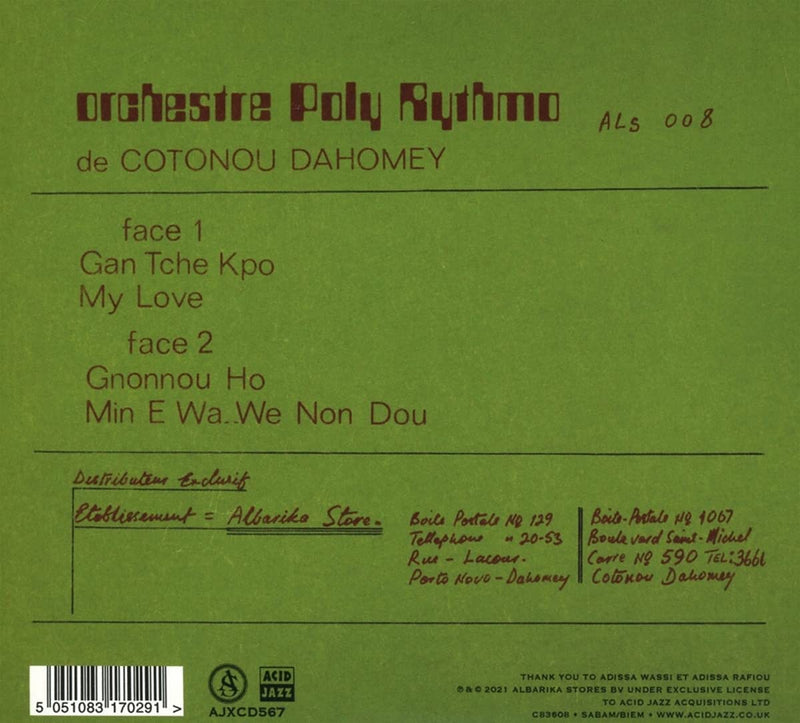 Orchestre Poly Rythmo De Cotonou Dahomey - Le Sato Cd 5051083170291