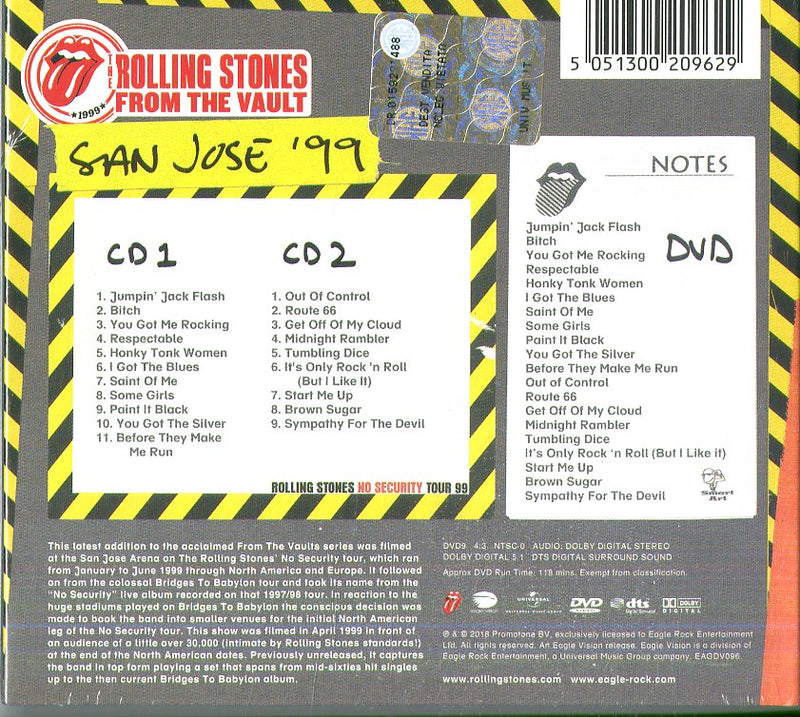 Rolling Stones The - From The Vault No Security San Jose '99 (2Cd+Dvd) Cd 5051300209629