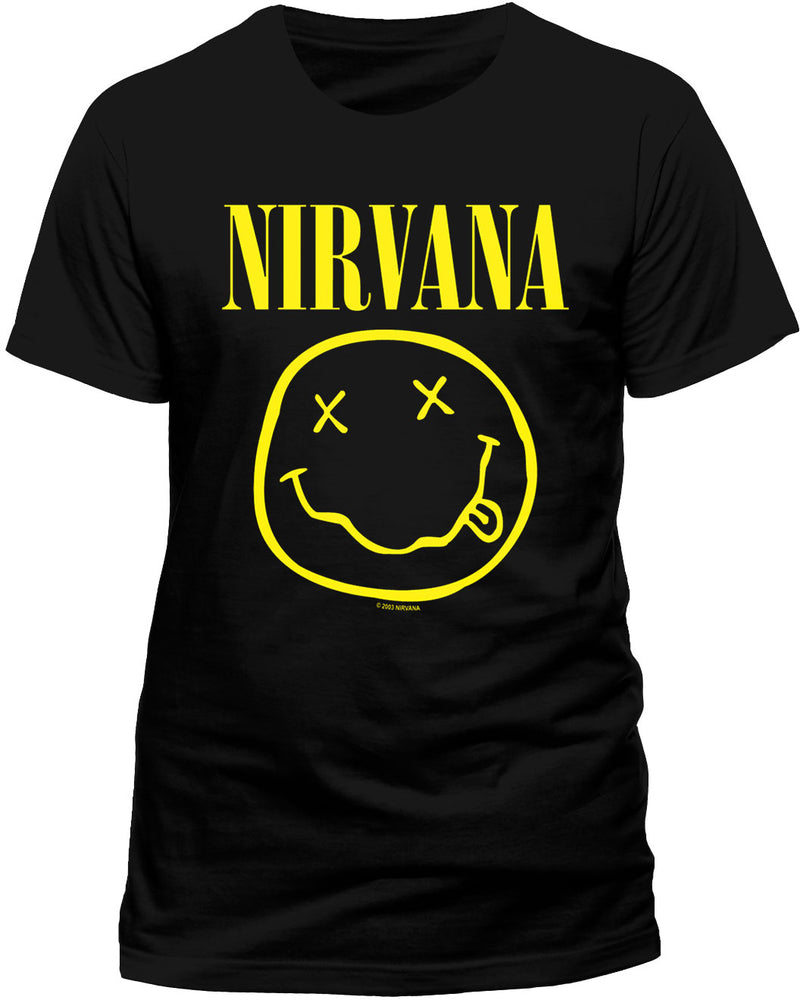 Nirvana - Smiley( T-Shirt Uomo S) - T-Shirt # S Unisex Black # Flower Sniffin