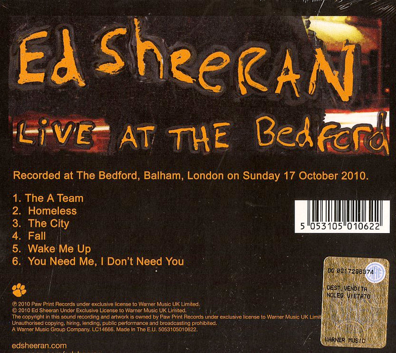 Sheeran Ed - Live At The Bedford Cd 5053105010622