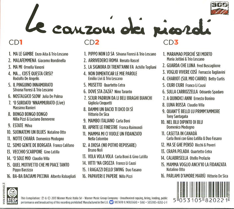 Compilation - Le Canzoni Dei Ricordi (Box 3 Cd) Cd 5053105820221