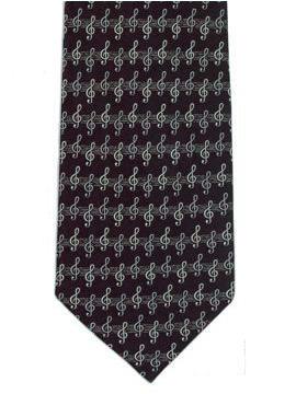 Cravatta - Cravatta Silk Silver Clefs On Black