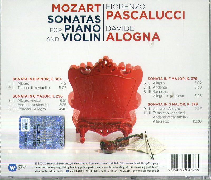 Davide Alogna & Fiorenzo Pascalucci - Sonatas For Piano And Violin K 296, 304, 376, 379 Cd 5054197046285